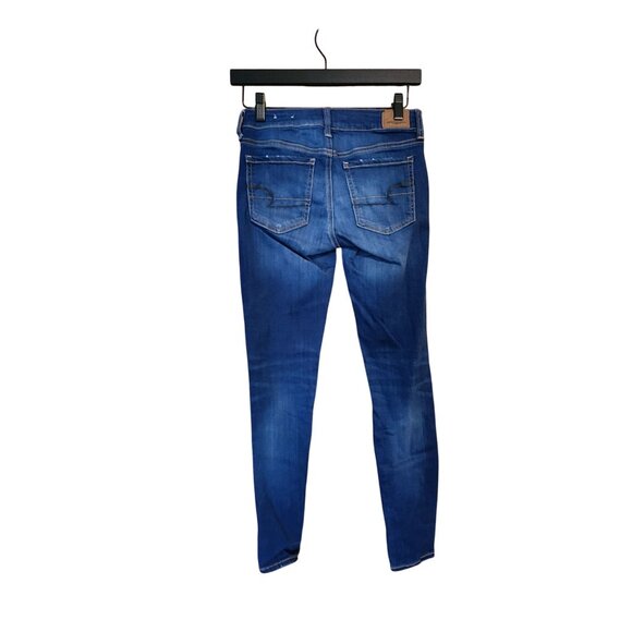 American Eagle Outfitters Super Stretch X Jegging Jeans Size 2 Regular Blue Deni - Picture 2 of 5